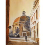 Aquarel koepelkerk arnhem